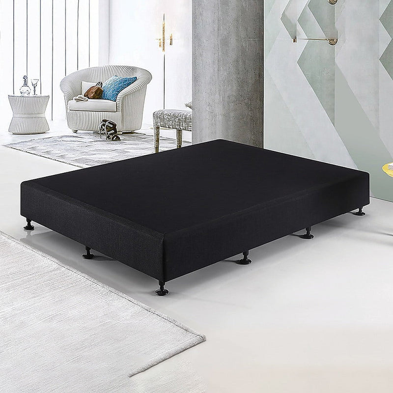 Palermo King Single Ensemble Bed Base Midnight Black Linen Fabric Payday Deals