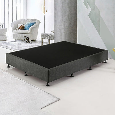 Palermo King Single Ensemble Bed Base Platinum Graphite Linen Fabric Payday Deals