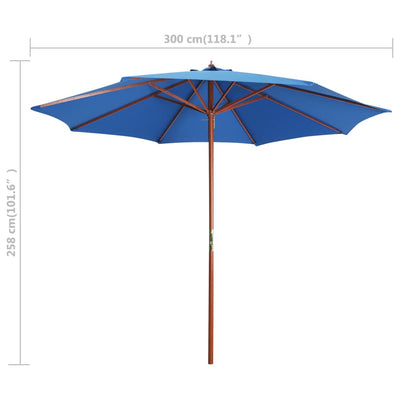 Parasol with Wooden Pole 300x258 cm Blue Payday Deals