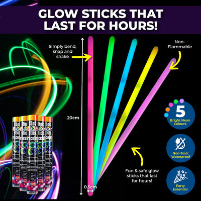 Party Central 540PCE Glow Stick Bracelets Bright Long Lasting Colours 20cm Payday Deals