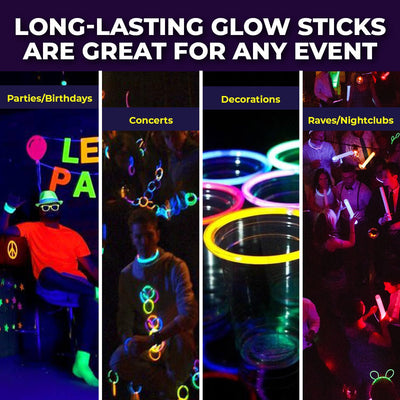 Party Central 540PCE Glow Stick Bracelets Bright Long Lasting Colours 20cm Payday Deals