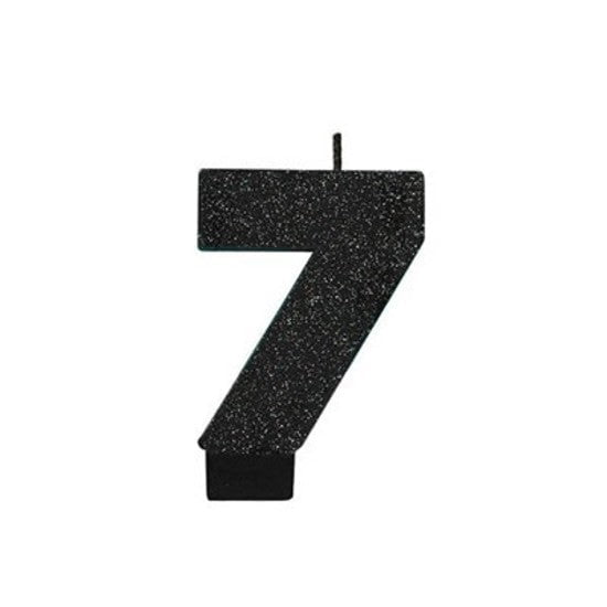 Party Supplies Black Glitter Number Candle [Number: 7] Payday Deals