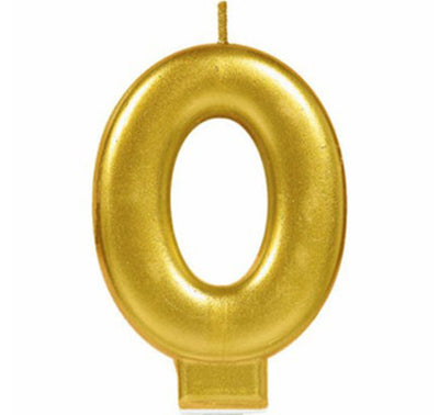 Party Supplies Gold Metallic Number Candle [Number: 0]