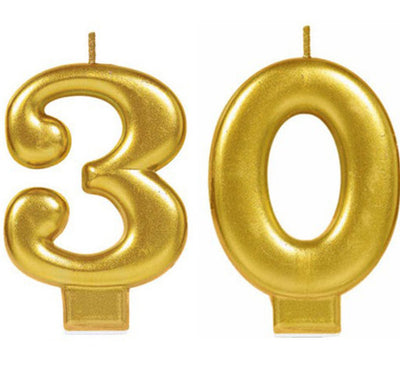 Party Supplies Gold Metallic Number Candle [Number: 30]