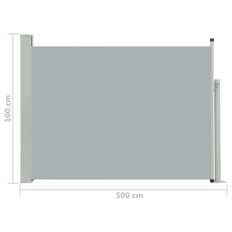 Patio Retractable Side Awning 100x500 cm Grey Payday Deals