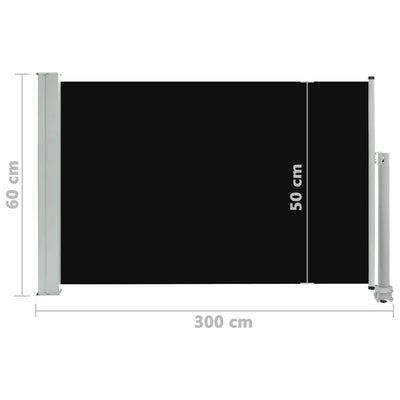 Patio Retractable Side Awning 60x300 cm Black Payday Deals