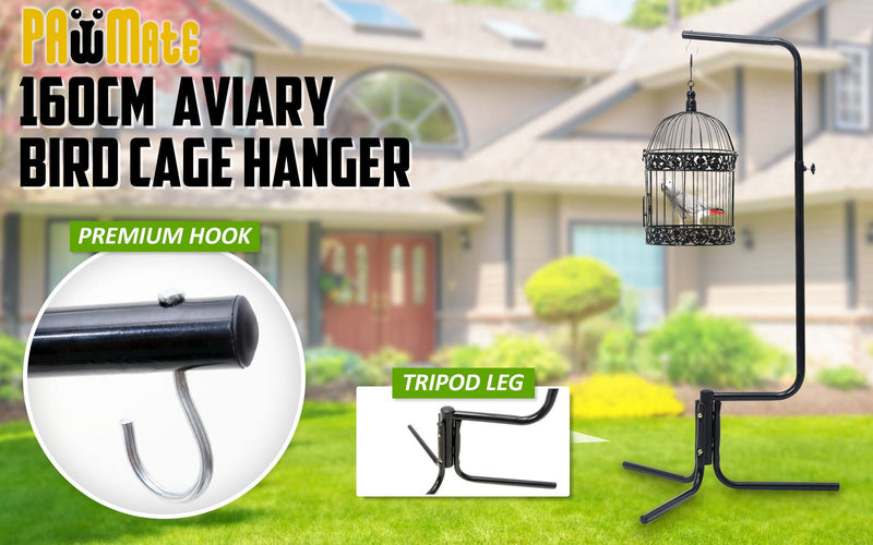 Paw Mate Bird Cage Hanger Stand Parrot Aviary Solo 160cm Payday Deals