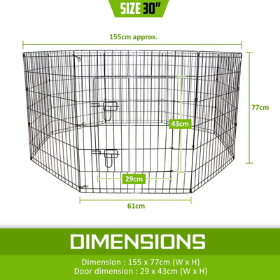Paw Mate Pet Playpen 8 Panel 30in Foldable Dog Cage + Cover Payday Deals
