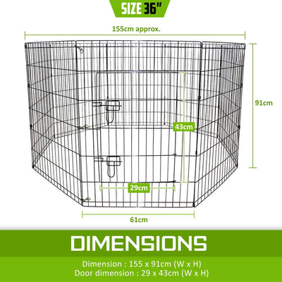 Paw Mate Pet Playpen 8 Panel 36in Foldable Dog Cage + Cover Payday Deals