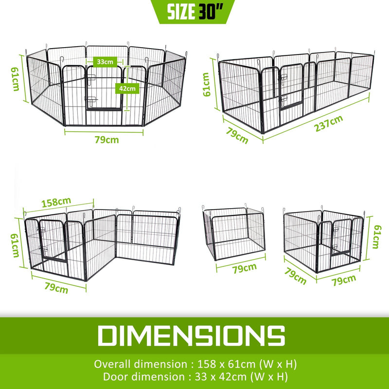 Paw Mate Pet Playpen Heavy Duty 31in 8 Panel Foldable Dog Cage + Cover Payday Deals