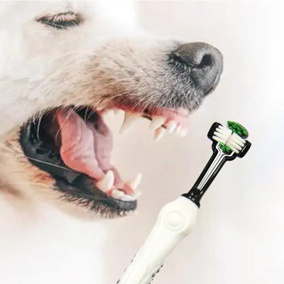 Pawfriends Pet Three-Head Multi-Angle Dog Cat Toothbrush Oral Cleaning Product White Payday Deals