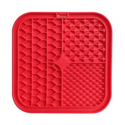 Pawfriends Silicone Dog Pet Lick Mat Anti-choking Slow Feeder Bath Grooming Helper Red