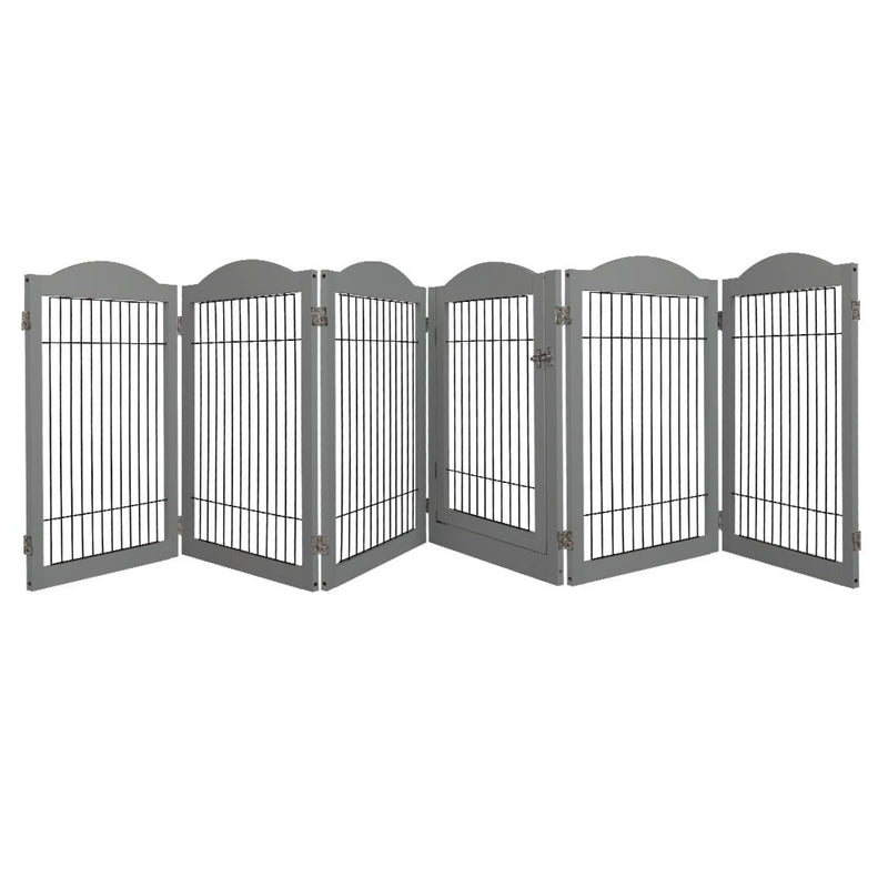 PaWz 6 Panels Pet Dog Playpen Puppy Exercise Cage Enclosure Fence Indoor Grey Payday Deals