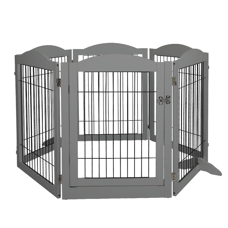 PaWz 6 Panels Pet Dog Playpen Puppy Exercise Cage Enclosure Fence Indoor Grey Payday Deals