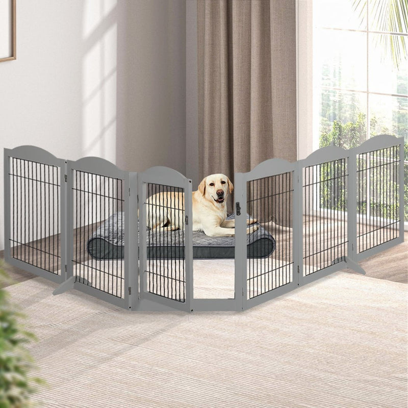 PaWz 6 Panels Pet Dog Playpen Puppy Exercise Cage Enclosure Fence Indoor Grey Payday Deals