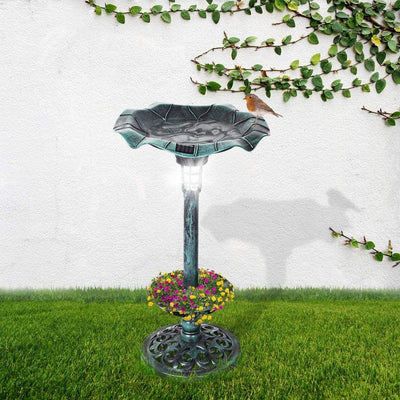 PaWz Bird Bath Feeder Feeding Food Station Ornamental Solar Light 2PC Model C Green Payday Deals