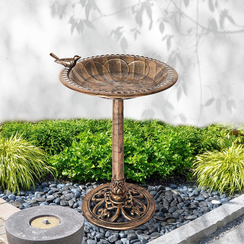 PaWz Bird Bath Feeder Feeding Food Station Outdoor 2PC Model B Bronze Payday Deals