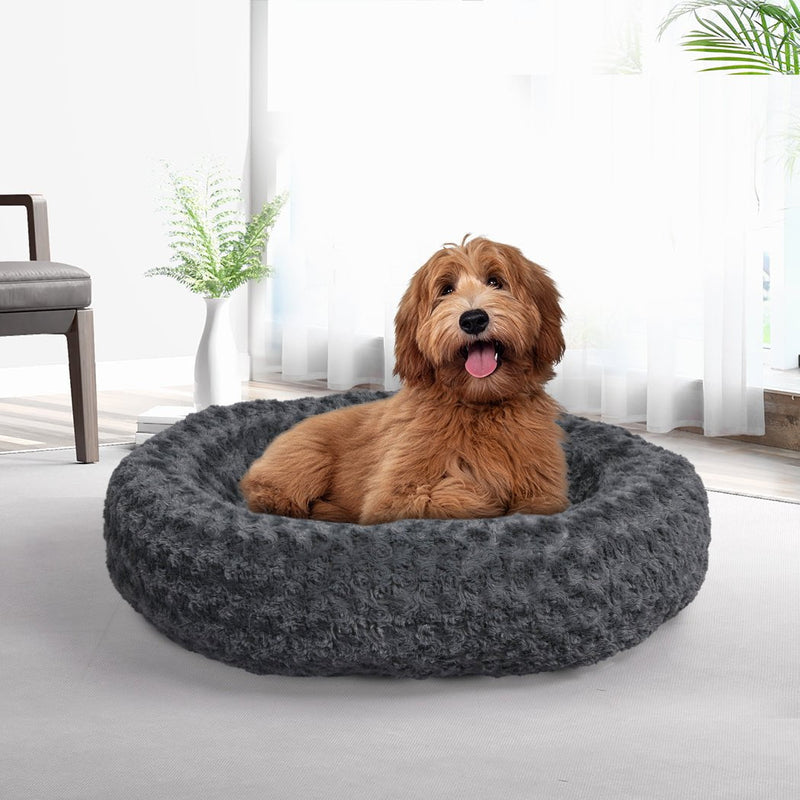 PaWz Calming Dog Bed Warm Soft Plush Pet Cat Cave Washable Portable Dark Grey M Payday Deals