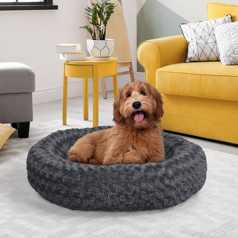 PaWz Calming Dog Bed Warm Soft Plush Pet Cat Cave Washable Portable Dark Grey M Payday Deals