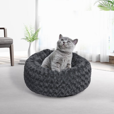 PaWz Calming Dog Bed Warm Soft Plush Pet Cat Cave Washable Portable Dark Grey S Payday Deals