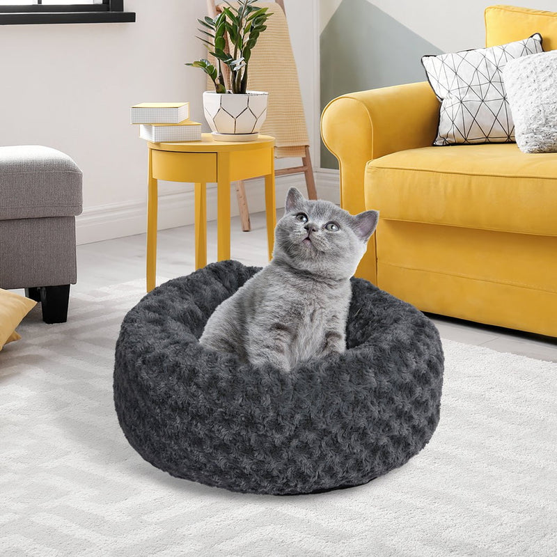 PaWz Calming Dog Bed Warm Soft Plush Pet Cat Cave Washable Portable Dark Grey S Payday Deals