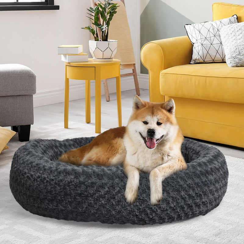 PaWz Calming Dog Bed Warm Soft Plush Pet Cat Cave Washable Portable Dark Grey XL Payday Deals