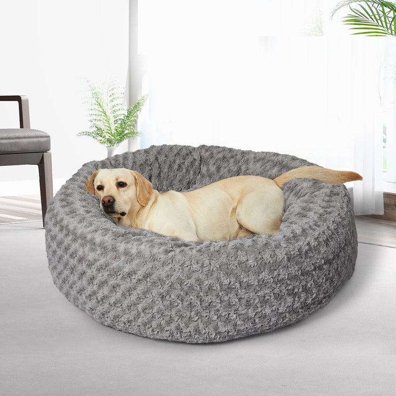 PaWz Calming Dog Bed Warm Soft Plush Sofa Pet Cat Cave Washable Portable Grey L Payday Deals