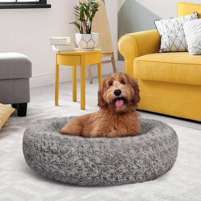 PaWz Calming Dog Bed Warm Soft Plush Sofa Pet Cat Cave Washable Portable Grey M Payday Deals