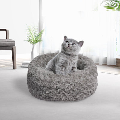 PaWz Calming Dog Bed Warm Soft Plush Sofa Pet Cat Cave Washable Portable Grey S Payday Deals