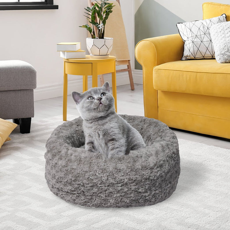 PaWz Calming Dog Bed Warm Soft Plush Sofa Pet Cat Cave Washable Portable Grey S Payday Deals
