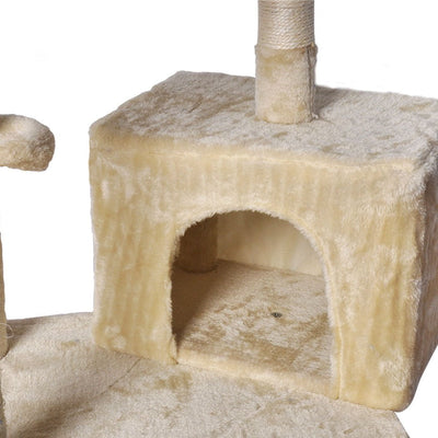 PaWz Cat Tree Toy Scratching Post Scratcher Tower Condo Wooden House Cream 130cm Payday Deals