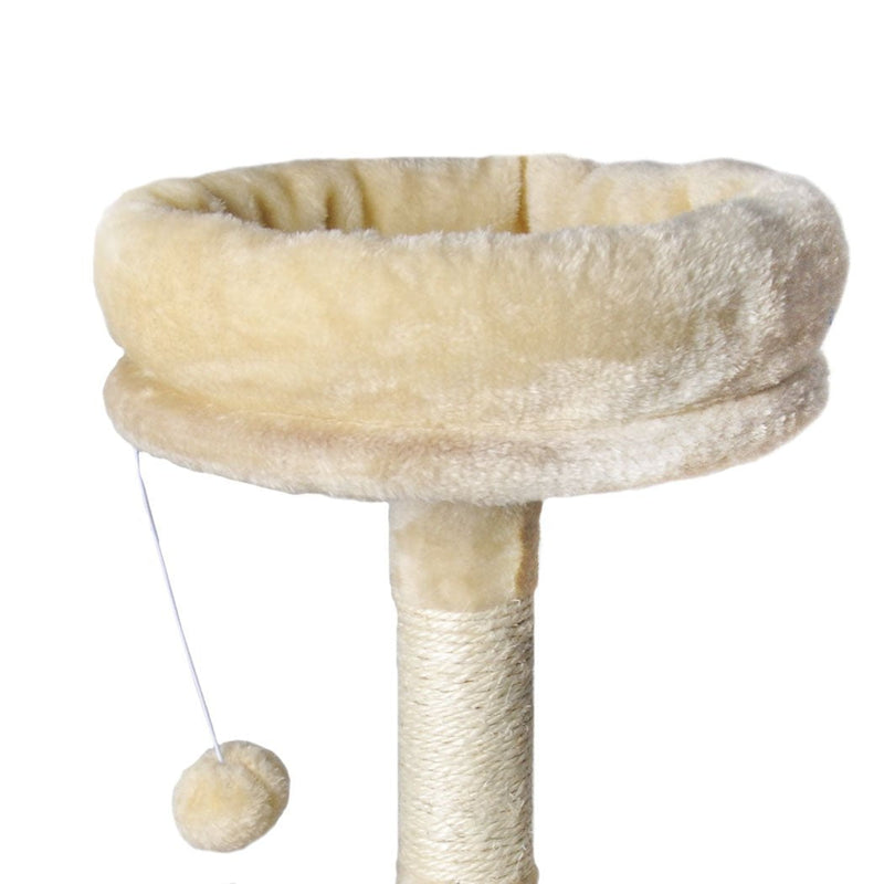 PaWz Cat Tree Toy Scratching Post Scratcher Tower Condo Wooden House Cream 130cm Payday Deals