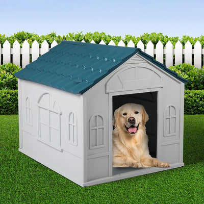 PaWz Dog Kennel Outdoor Indoor Pet Plastic Garden Large House Weatherproof Outside Payday Deals