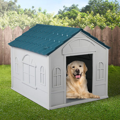 PaWz Dog Kennel Outdoor Indoor Pet Plastic Garden Large House Weatherproof Outside Payday Deals