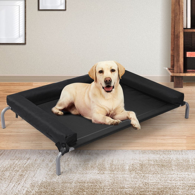 PaWz Elevated Pet Bed Dog Puppy Cat Trampoline Hammock Raised Heavy Duty Black L Payday Deals