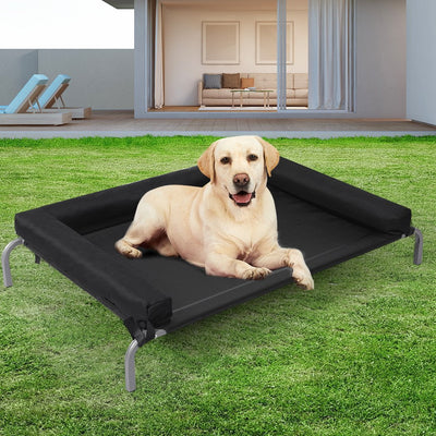 PaWz Elevated Pet Bed Dog Puppy Cat Trampoline Hammock Raised Heavy Duty Black L Payday Deals