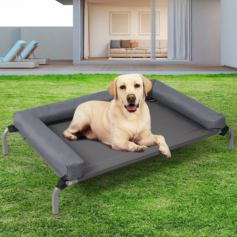 PaWz Elevated Pet Bed Dog Puppy Cat Trampoline Hammock Raised Heavy Duty Grey L Payday Deals