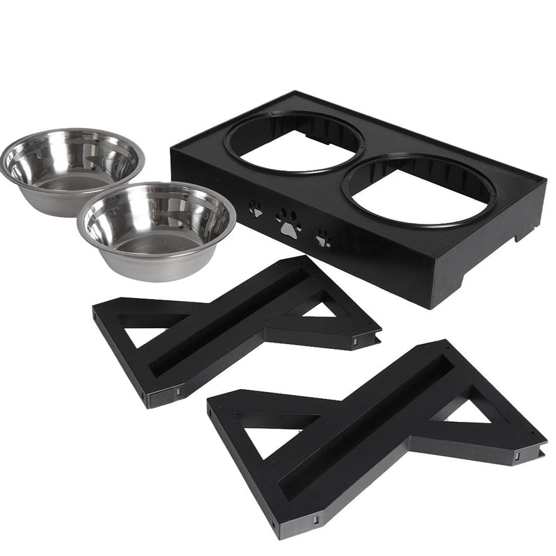 PaWz Elevated Pet Feeder Food Water Double Bowl  Adjustable Height Raised Stand Payday Deals