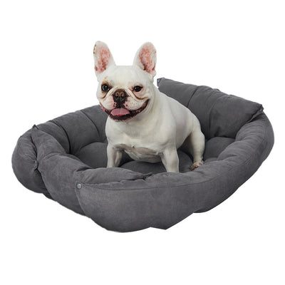 PaWz Pet Bed 2 Way Use Dog Cat Soft Warm Calming Mat Sleeping Kennel Sofa Grey L