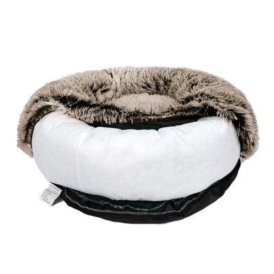 PaWz Pet Bed Cat Dog Donut Nest Calming Mat Soft Plush Kennel Brown Size M Payday Deals