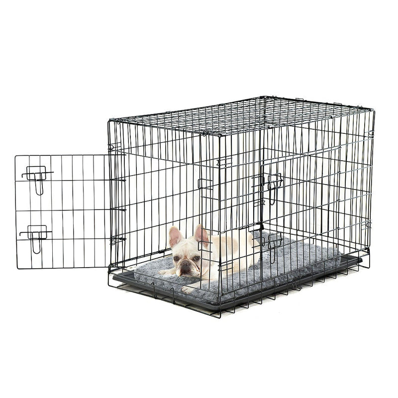 PaWz Pet Dog Cage Crate Metal Carrier Portable Kennel With Bed 30" Payday Deals