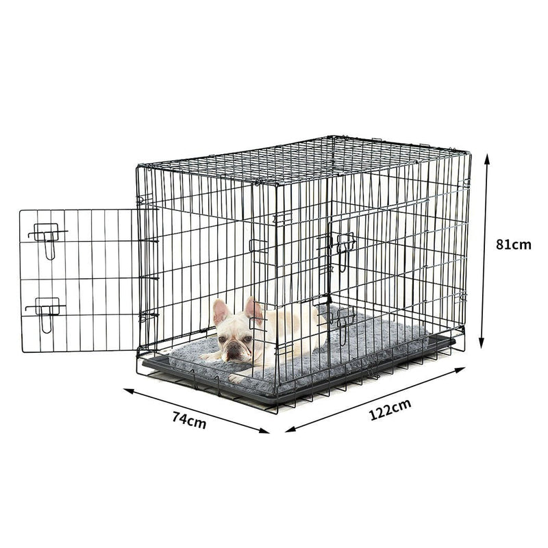 PaWz Pet Dog Cage Crate Metal Carrier Portable Kennel With Bed 48" Payday Deals