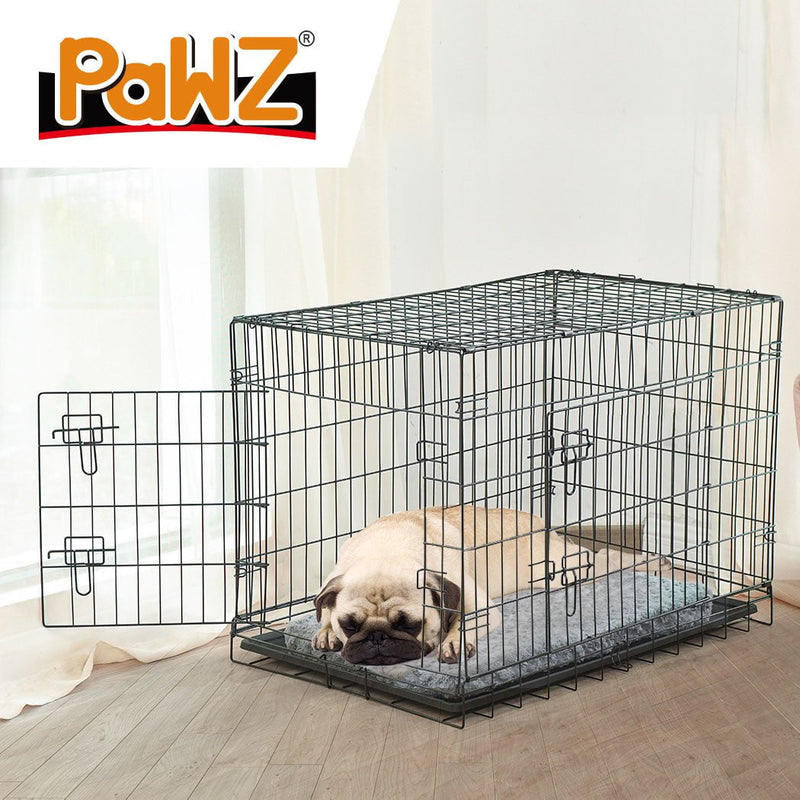 PaWz Pet Dog Cage Crate Metal Carrier Portable Kennel With Bed 48" Payday Deals