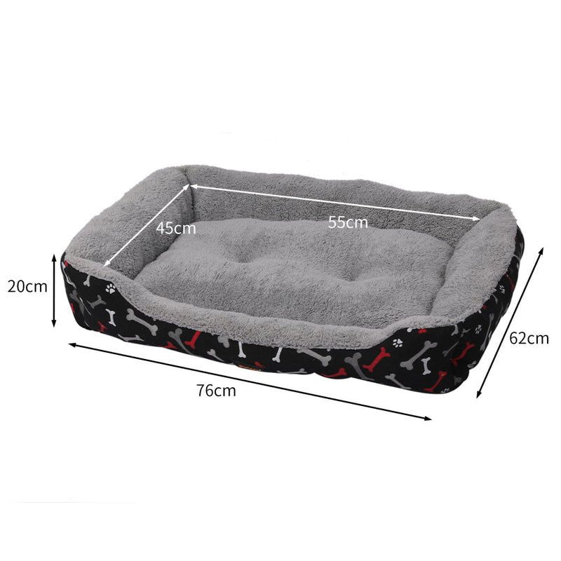 PaWz Pet Dog Cat Bed Deluxe Soft Cushion Lining Warm Kennel Black Bone L Payday Deals