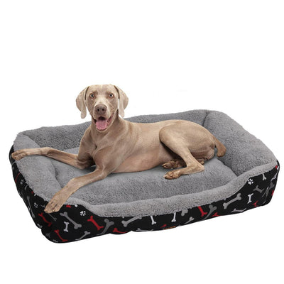 PaWz Pet Dog Cat Bed Deluxe Soft Cushion Lining Warm Kennel Black Bone XL