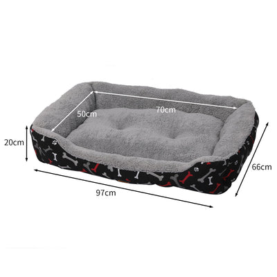 PaWz Pet Dog Cat Bed Deluxe Soft Cushion Lining Warm Kennel Black Bone XL Payday Deals