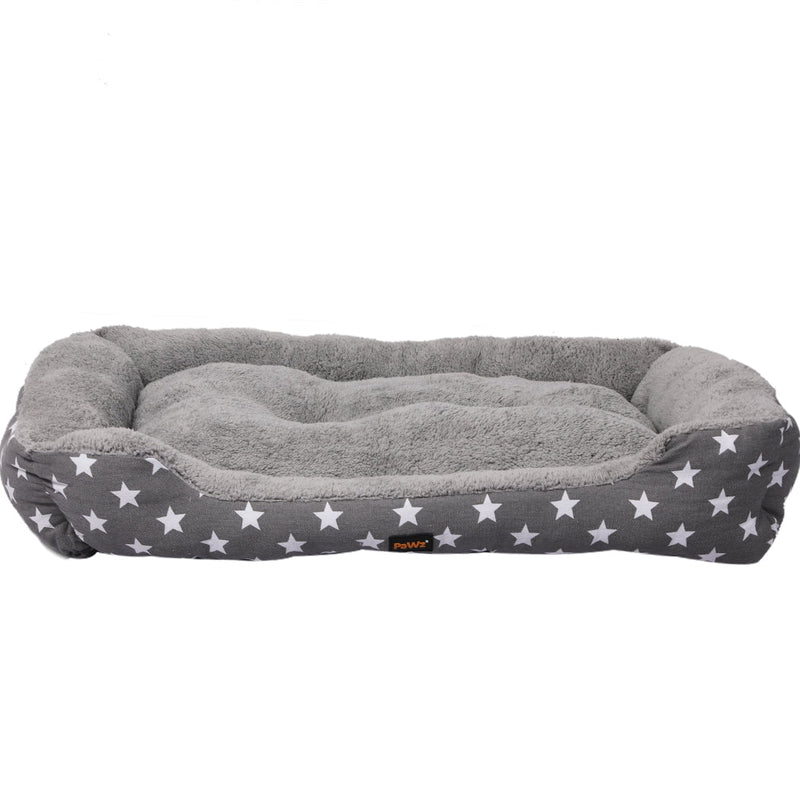 PaWz Pet Dog Cat Bed Deluxe Soft Cushion Lining Warm Kennel Grey Star XL Payday Deals