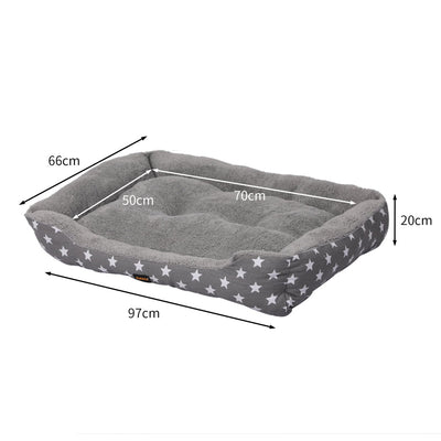 PaWz Pet Dog Cat Bed Deluxe Soft Cushion Lining Warm Kennel Grey Star XL Payday Deals