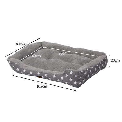 PaWz Pet Dog Cat Bed Deluxe Soft Cushion Lining Warm Kennel Grey Star XXL Payday Deals