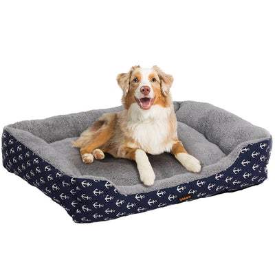 PaWz Pet Dog Cat Bed Deluxe Soft Cushion Lining Warm Kennel Navy Anchor L Payday Deals